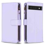 For Google Pixel 7 Pro 9 Card Slots Zipper Wallet Leather Flip Phone Case(Light Purple)