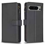 For Google Pixel 8 Pro 9 Card Slots Zipper Wallet Leather Flip Phone Case(Black)