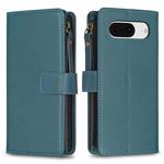 For Google Pixel 8 9 Card Slots Zipper Wallet Leather Flip Phone Case(Green)