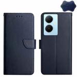 For vivo Y78+ Genuine Leather Fingerprint-proof Flip Phone Case(Blue)