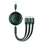 Baseus 3 in 1 USB to Type-C + 8 Pin + Micro USB Fast Charging Data Cable, Length: 1.1m(Dark Green)
