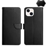 For iPhone 15 Genuine Leather Fingerprint-proof Flip Phone Case(Black)