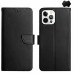 For iPhone 16 Pro Max Genuine Leather Fingerprint-proof Flip Phone Case(Black)