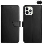 For iPhone 16 Pro Genuine Leather Fingerprint-proof Flip Phone Case(Black)