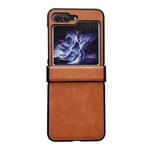For Samsung Galaxy Z Flip5 Crazy Horse Texture Hinge Shockproof Protective Phone Case(Orange)