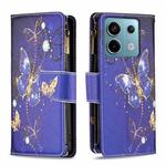 For Xiaomi Redmi Note 13 Pro 5G Colored Drawing Pattern Zipper Leather Phone Case(Purple Butterfly)