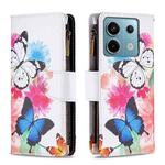 For Xiaomi Redmi Note 13 Pro 5G Colored Drawing Pattern Zipper Leather Phone Case(Two Butterflies)