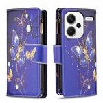 For Xiaomi Redmi Note 13 Pro+ Colored Drawing Pattern Zipper Leather Phone Case(Purple Butterfly)