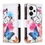 For Xiaomi Redmi Note 13 Pro+ 5G Colored Drawing Pattern Zipper Leather Phone Case(Two Butterflies)