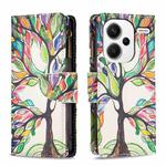 For Xiaomi Redmi Note 13 Pro+ 5G Colored Drawing Pattern Zipper Leather Phone Case(Big Tree)