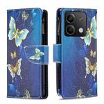 For Xiaomi Redmi Note 13 Colored Drawing Pattern Zipper Leather Phone Case(Big Butterfly)