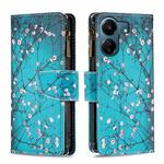 For Xiaomi Redmi 13C Colored Drawing Pattern Zipper Leather Phone Case(Plum Blossom)