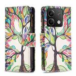 For Xiaomi Redmi Note 13 4G Global Colored Drawing Pattern Zipper Leather Phone Case(Big Tree)