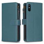 For Xiaomi Redmi 9A 9 Card Slots Zipper Wallet Leather Flip Phone Case(Green)