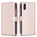 For Xiaomi Redmi 9A 9 Card Slots Zipper Wallet Leather Flip Phone Case(Rose Gold)