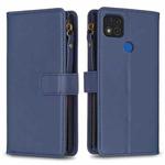 For Xiaomi Redmi 9C 9 Card Slots Zipper Wallet Leather Flip Phone Case(Blue)