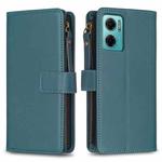 For Xiaomi Redmi 10 5G 9 Card Slots Zipper Wallet Leather Flip Phone Case(Green)