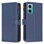 For Xiaomi Redmi 10 5G 9 Card Slots Zipper Wallet Leather Flip Phone Case(Blue)
