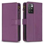 For Xiaomi Redmi 10 9 Card Slots Zipper Wallet Leather Flip Phone Case(Dark Purple)