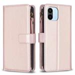 For Xiaomi Redmi A1 / A2 9 Card Slots Zipper Wallet Leather Flip Phone Case(Rose Gold)