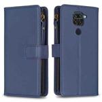 For Xiaomi Redmi Note 9 9 Card Slots Zipper Wallet Leather Flip Phone Case(Blue)