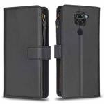 For Xiaomi Redmi Note 9 9 Card Slots Zipper Wallet Leather Flip Phone Case(Black)