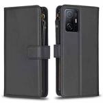 For Xiaomi Mi 11T / 11T Pro 9 Card Slots Zipper Wallet Leather Flip Phone Case(Black)