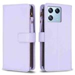 For Xiaomi 13 Pro 9 Card Slots Zipper Wallet Leather Flip Phone Case(Light Purple)