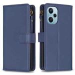 For Xiaomi Poco F5 5G 9 Card Slots Zipper Wallet Leather Flip Phone Case(Blue)