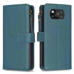 For Xiaomi Poco X3 9 Card Slots Zipper Wallet Leather Flip Phone Case(Green)