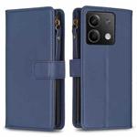 For Xiaomi Redmi Note 13 9 Card Slots Zipper Wallet Leather Flip Phone Case(Blue)