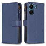 For Xiaomi Redmi 13C 9 Card Slots Zipper Wallet Leather Flip Phone Case(Blue)