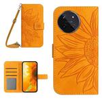 For Realme 11 4G Global Skin Feel Sun Flower Embossed Flip Leather Phone Case with Lanyard(Yellow)