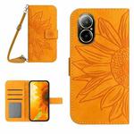 For Realme C67 4G Skin Feel Sun Flower Embossed Flip Leather Phone Case with Lanyard(Yellow)