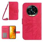 For Realme 13 Pro 5G / 13 Pro+ 5G Skin Feel Sun Flower Embossed Flip Leather Phone Case with Lanyard(Rose Red)