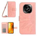 For Realme C63 5G Skin Feel Sun Flower Embossed Flip Leather Phone Case with Lanyard(Pink)