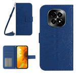 For Realme C63 5G Skin Feel Sun Flower Embossed Flip Leather Phone Case with Lanyard(Dark Blue)