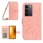 For Realme C75 4G Skin Feel Sun Flower Embossed Flip Leather Phone Case with Lanyard(Pink)