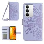 For Realme C75 5G Skin Feel Sun Flower Embossed Flip Leather Phone Case with Lanyard(Purple)