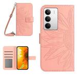 For Realme C75 5G Skin Feel Sun Flower Embossed Flip Leather Phone Case with Lanyard(Pink)
