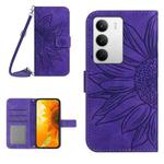 For Realme C75 5G Skin Feel Sun Flower Embossed Flip Leather Phone Case with Lanyard(Dark Purple)
