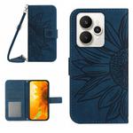For Realme 15 5G Global / 15 Pro 5G Global Skin Feel Sun Flower Embossed Flip Leather Phone Case with Lanyard(Inky Blue)