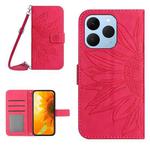 For Realme 15T 5G Skin Feel Sun Flower Embossed Flip Leather Phone Case with Lanyard(Rose Red)