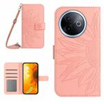 For vivo Y39 5G Global Skin Feel Sun Flower Embossed Flip Leather Phone Case with Lanyard(Pink)