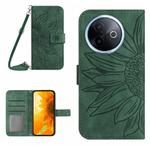 For vivo Y39 5G Global Skin Feel Sun Flower Embossed Flip Leather Phone Case with Lanyard(Green)
