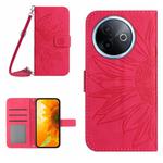 For vivo Y39 5G Global Skin Feel Sun Flower Embossed Flip Leather Phone Case with Lanyard(Rose Red)