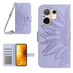 For vivo V60 5G Skin Feel Sun Flower Embossed Flip Leather Phone Case with Lanyard(Purple)