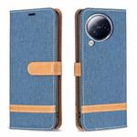 For Xiaomi Civi 3 5G Color Block Denim Texture Leather Phone Case(Dark Blue)