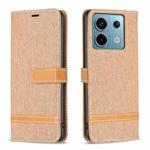 For Xiaomi Redmi Note 13 Pro Color Block Denim Texture Leather Phone Case(Brown)