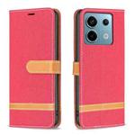 For Xiaomi Redmi Note 13 Pro Color Block Denim Texture Leather Phone Case(Red)